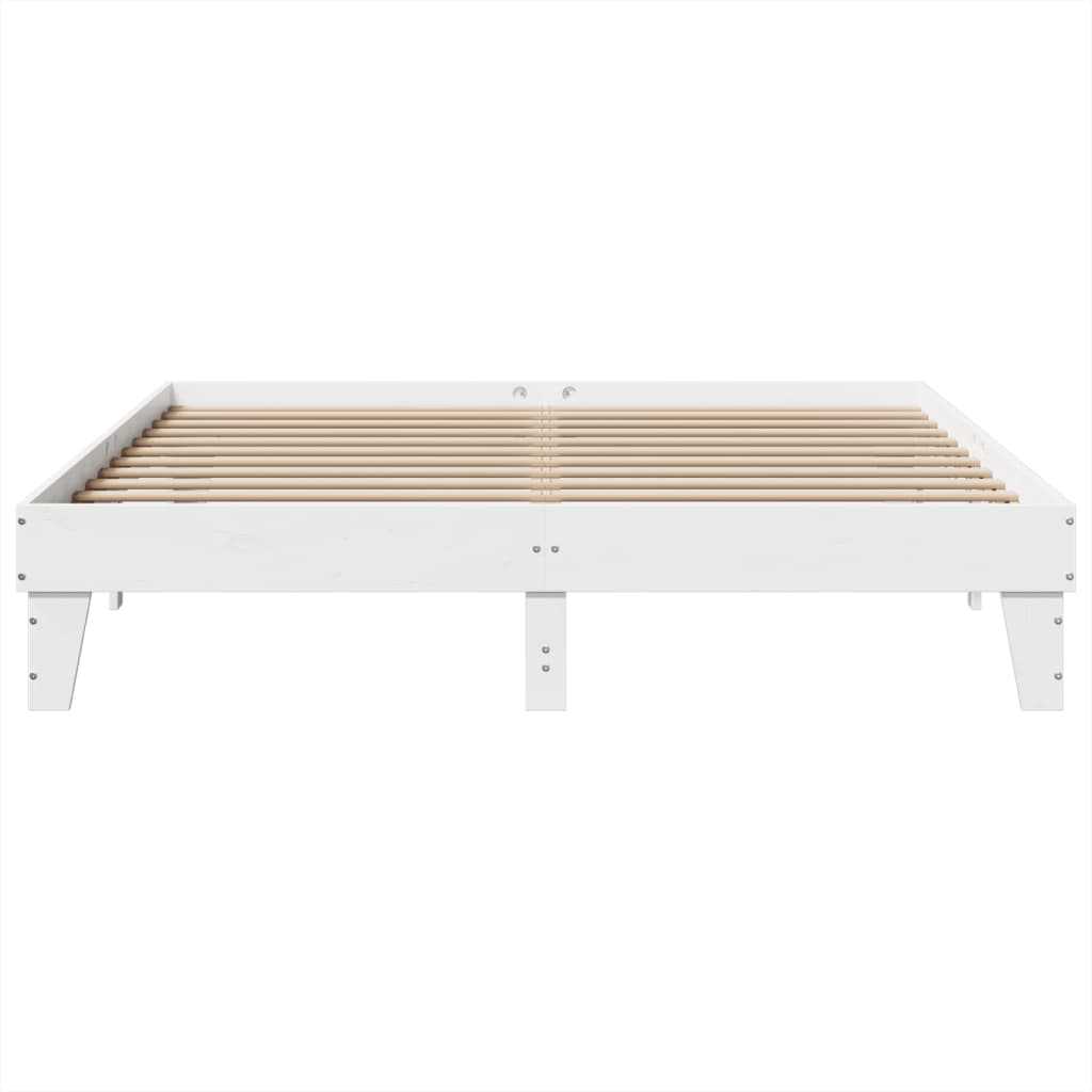 Bedframe zonder matras massief grenenhout wit 200x200 cm