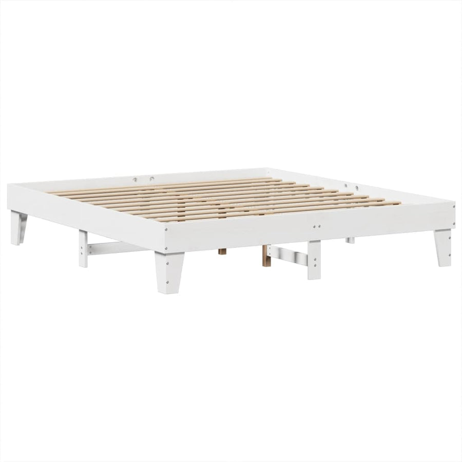 Bedframe zonder matras massief grenenhout wit 200x200 cm