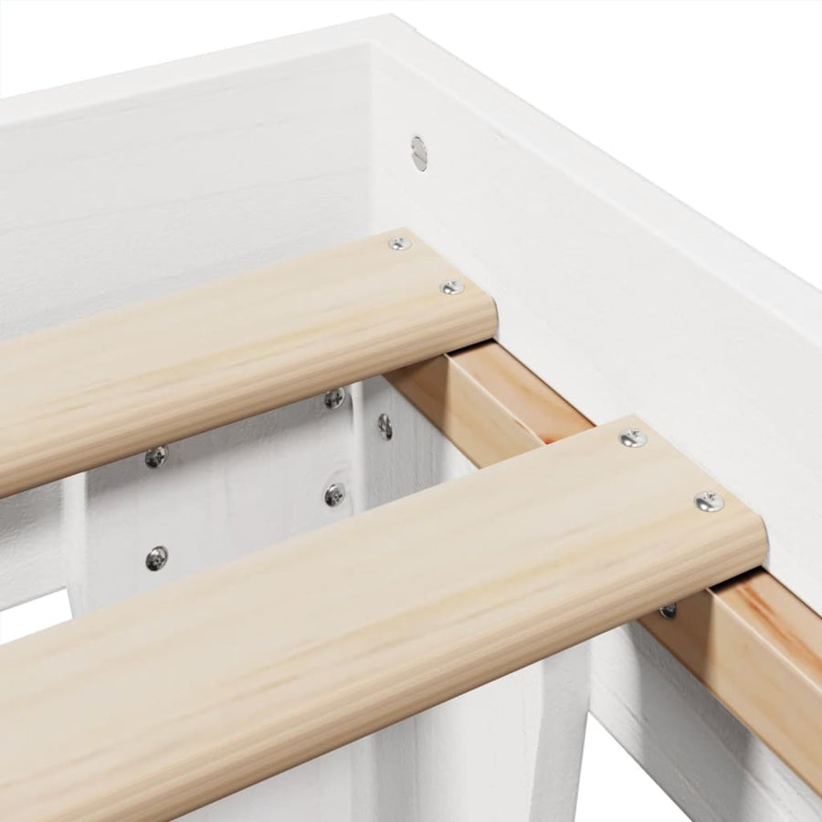 Bedframe zonder matras massief grenenhout wit 200x200 cm