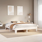 Bed frame without mattress solid pine wood white 200x200 cm