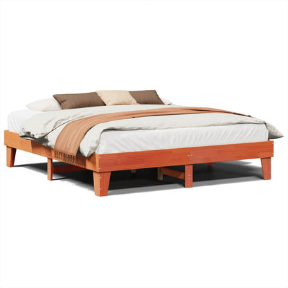 Bedframe zonder matras massief grenenhout wasbruin 200x200 cm
