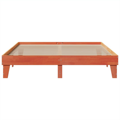 Bedframe zonder matras massief grenenhout wasbruin 200x200 cm