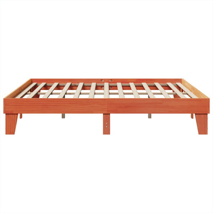 Bedframe zonder matras massief grenenhout wasbruin 200x200 cm