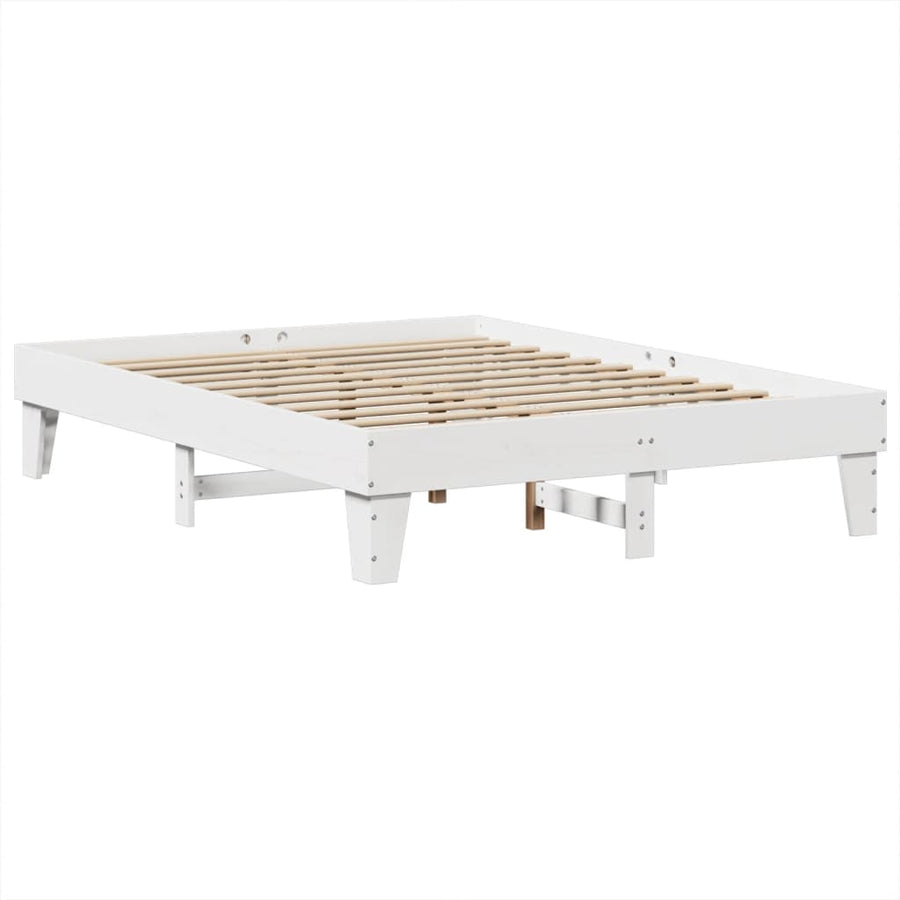 Bedframe zonder matras massief grenenhout wit 160x200 cm