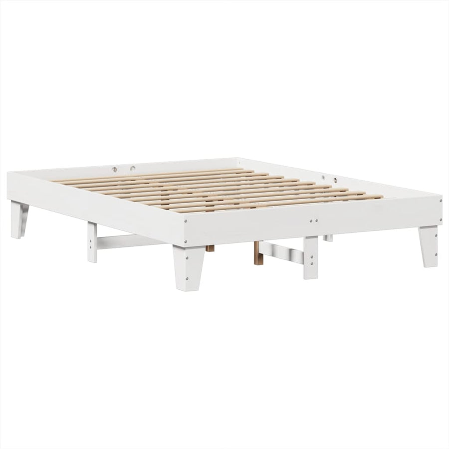 Bedframe zonder matras massief grenenhout wit 150x200 cm