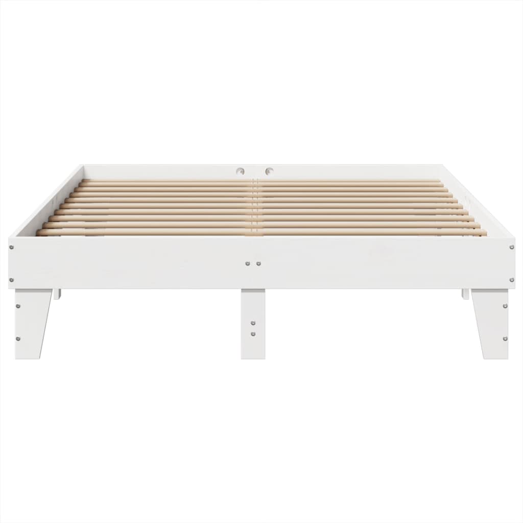 Bedframe zonder matras massief grenenhout wit 150x200 cm