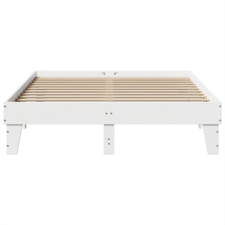 Bedframe zonder matras massief grenenhout wit 150x200 cm