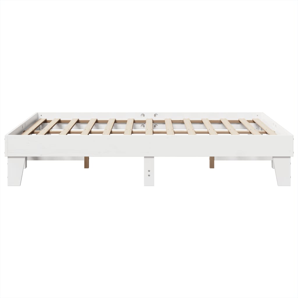 Bedframe zonder matras massief grenenhout wit 150x200 cm