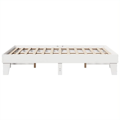 Bedframe zonder matras massief grenenhout wit 150x200 cm