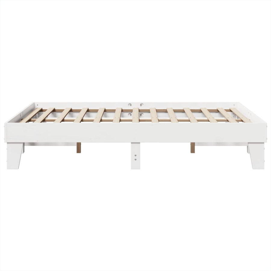Bedframe zonder matras massief grenenhout wit 150x200 cm