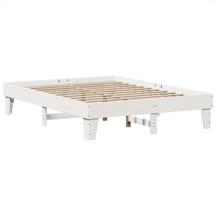 Bedframe zonder matras massief grenenhout wit 150x200 cm