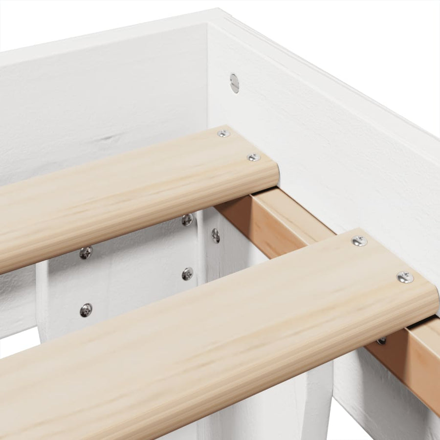 Bedframe zonder matras massief grenenhout wit 150x200 cm
