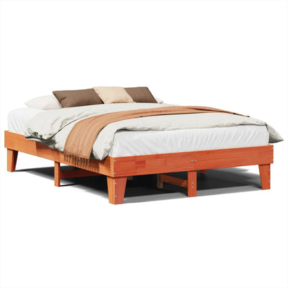 Bedframe zonder matras massief grenenhout wasbruin 150x200 cm