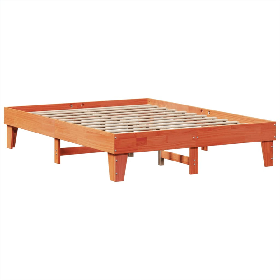 Bedframe zonder matras massief grenenhout wasbruin 150x200 cm