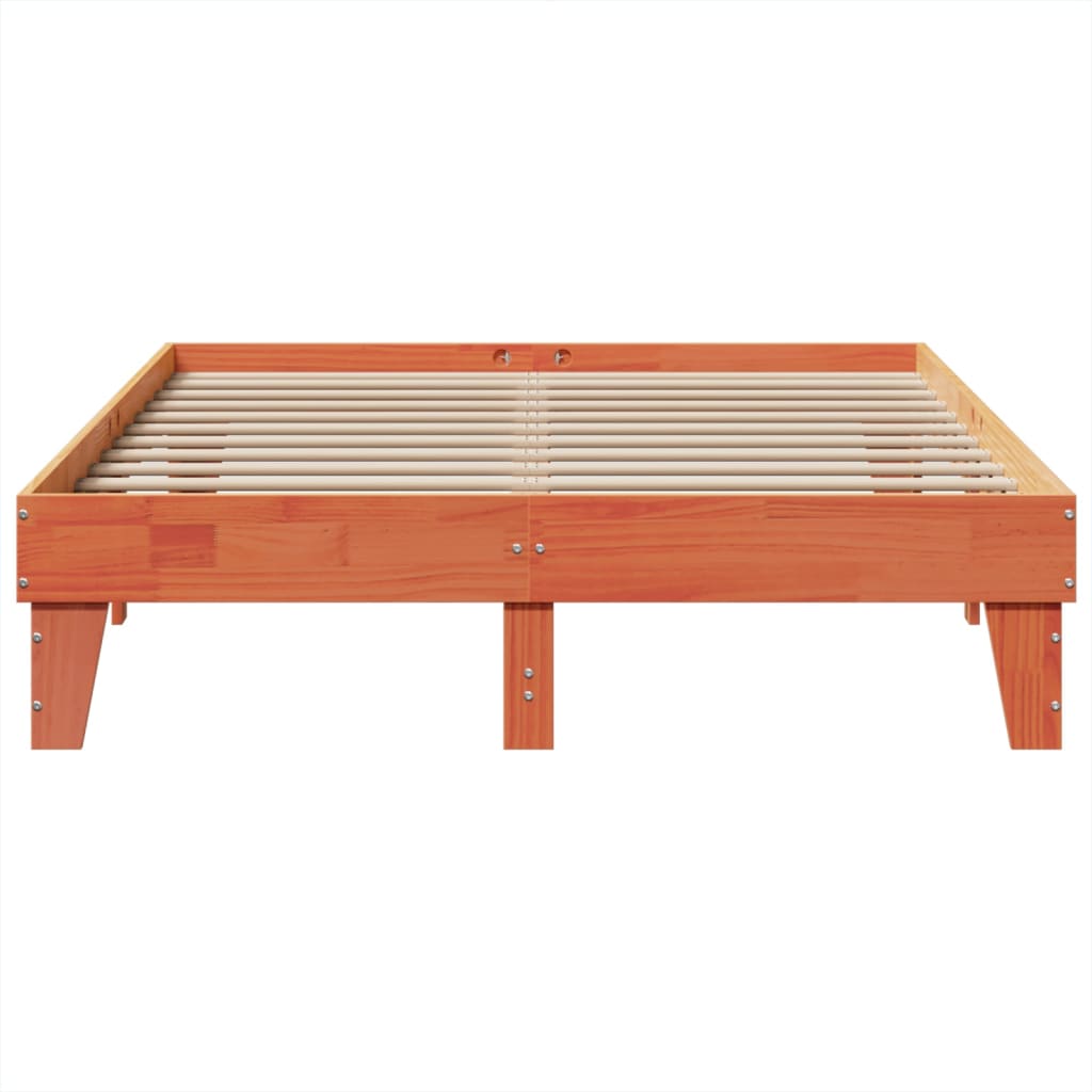Bedframe zonder matras massief grenenhout wasbruin 150x200 cm