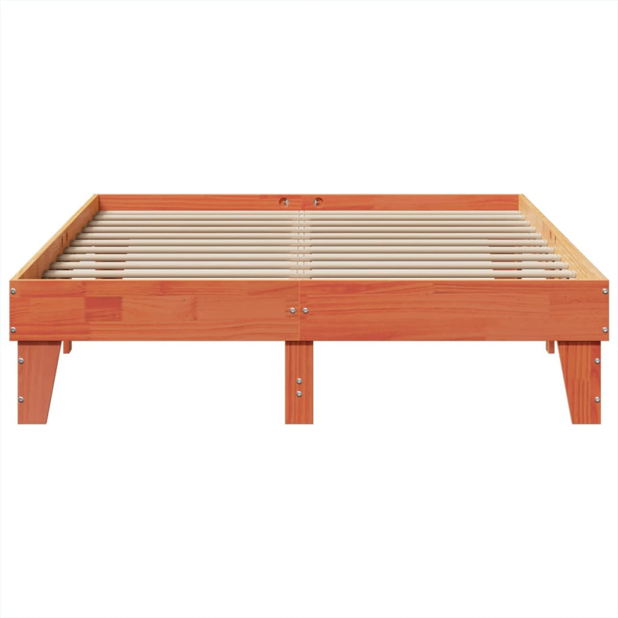Bedframe zonder matras massief grenenhout wasbruin 150x200 cm