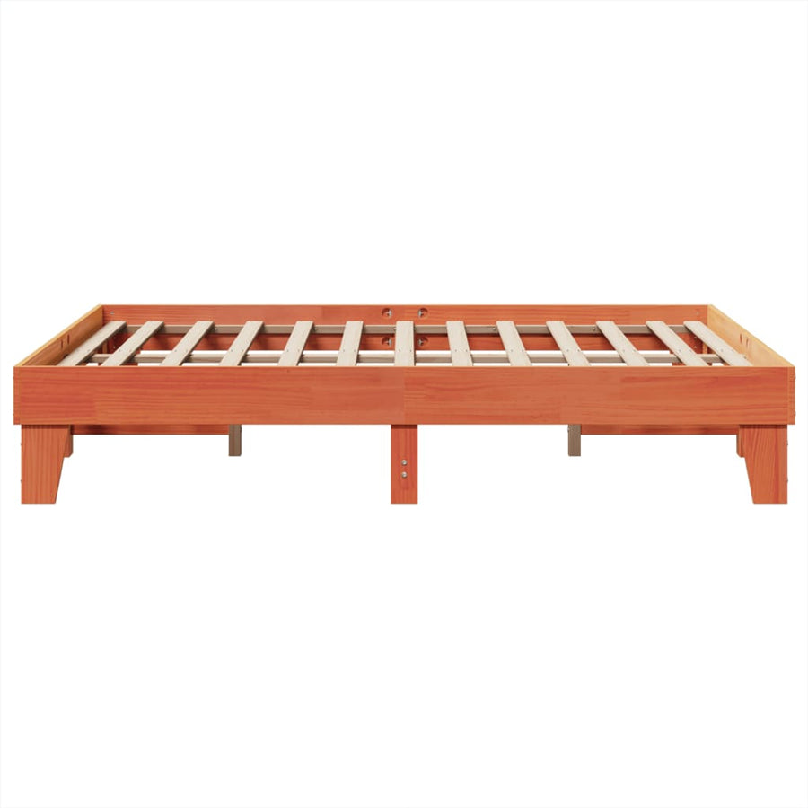Bedframe zonder matras massief grenenhout wasbruin 150x200 cm