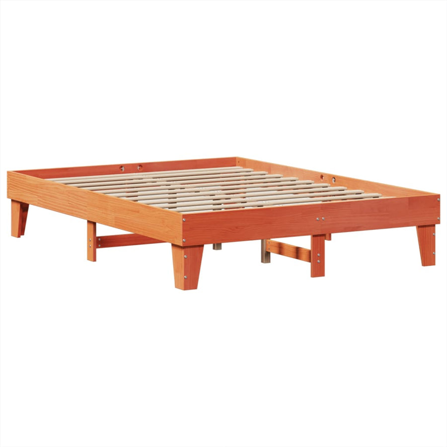 Bedframe zonder matras massief grenenhout wasbruin 150x200 cm