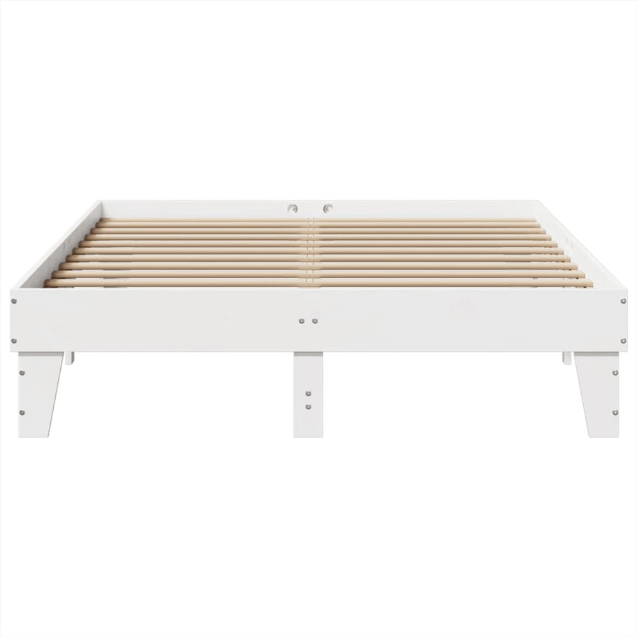 Bedframe zonder matras massief grenenhout wit 140x200 cm