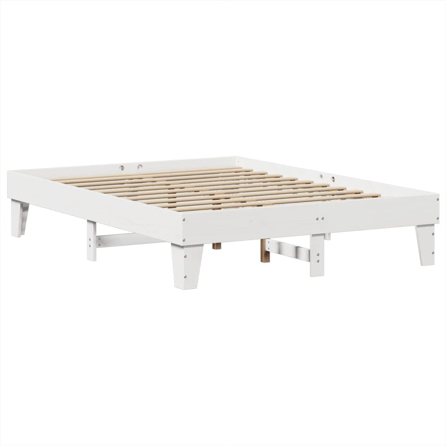 Bedframe zonder matras massief grenenhout wit 140x200 cm