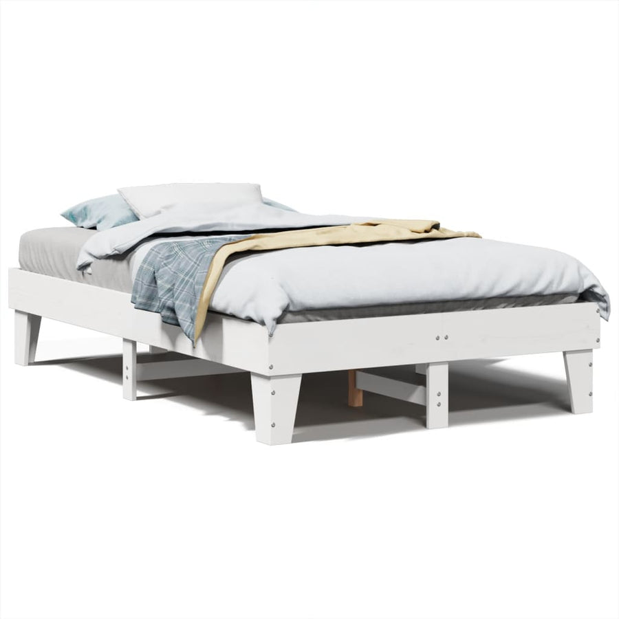 Bedframe zonder matras massief grenenhout wit 120x200 cm
