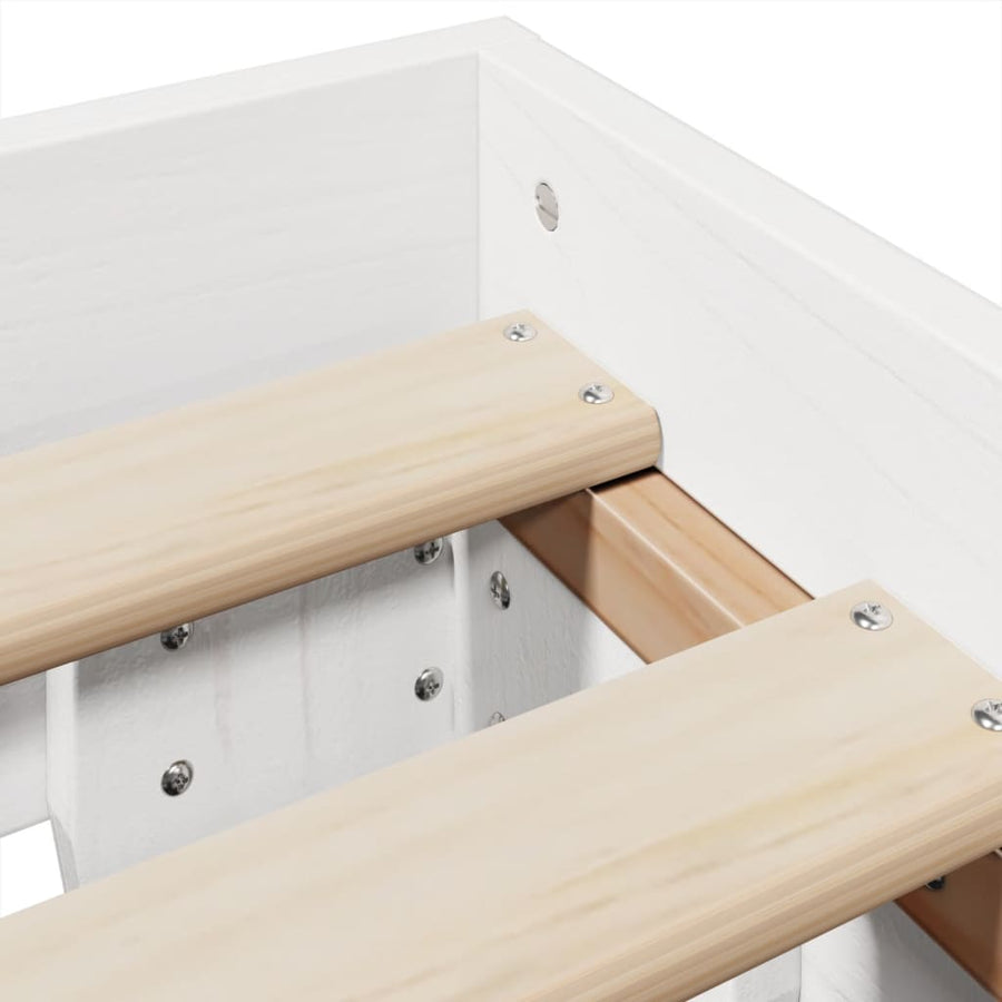 Bedframe zonder matras massief grenenhout wit 120x200 cm