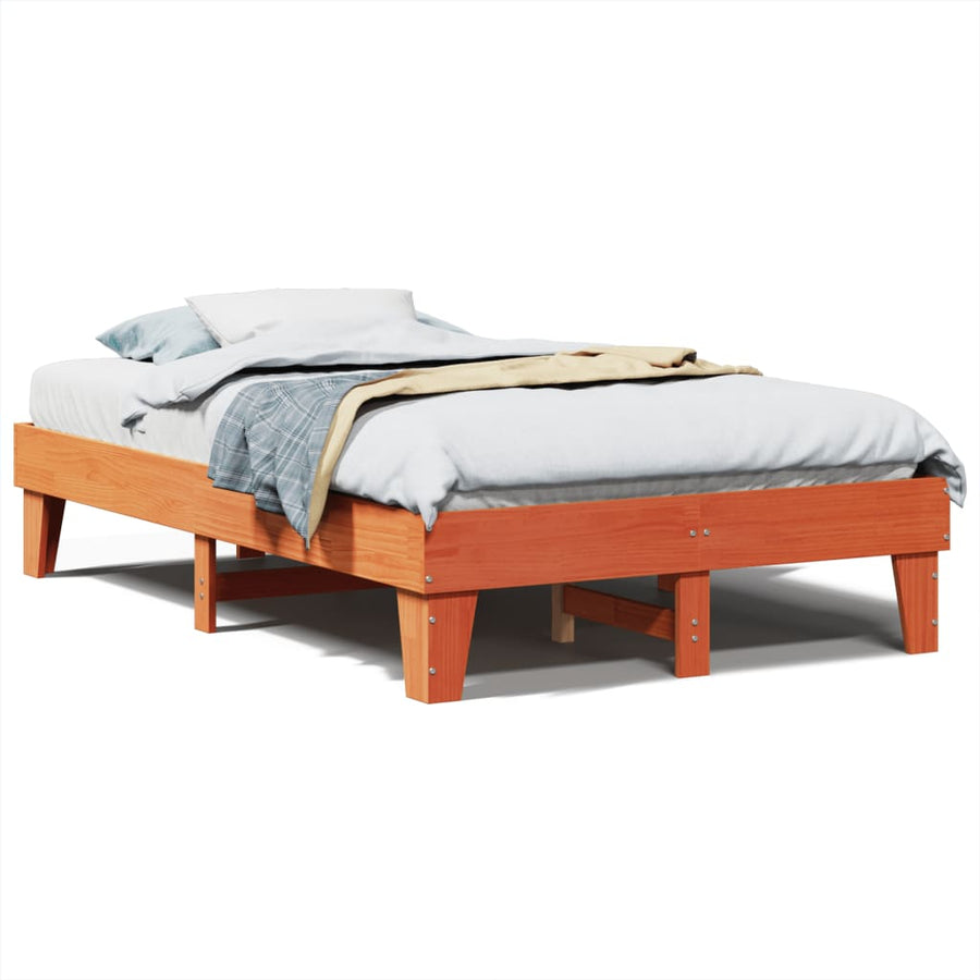 Bedframe zonder matras massief grenenhout wasbruin 120x200 cm