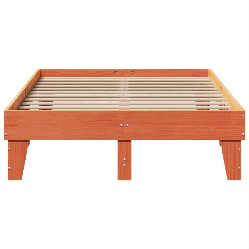Bedframe zonder matras massief grenenhout wasbruin 120x200 cm