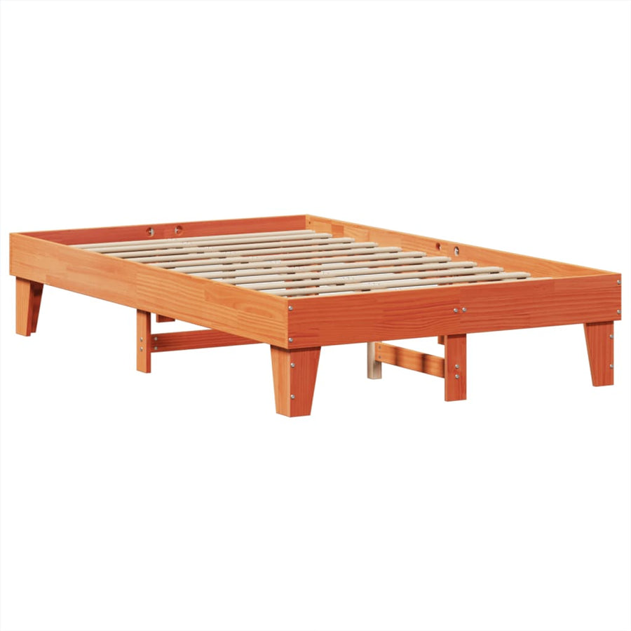Bedframe zonder matras massief grenenhout wasbruin 120x200 cm