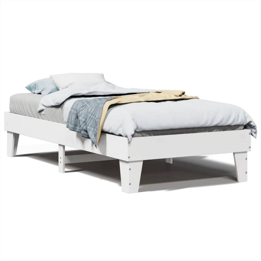 Bedframe zonder matras massief grenenhout wit 140x200 cm