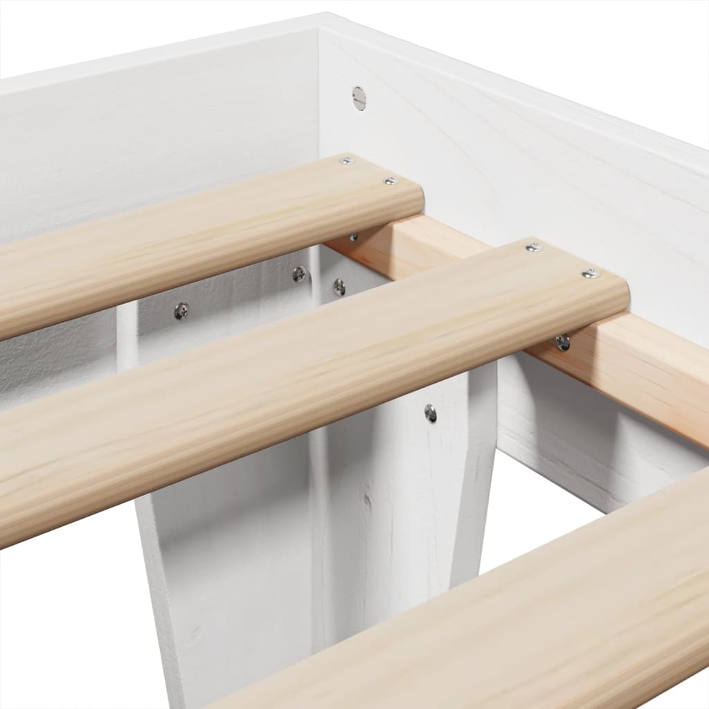 Bedframe zonder matras massief grenenhout wit 140x200 cm