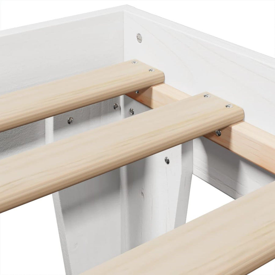 Bedframe zonder matras massief grenenhout wit 140x200 cm