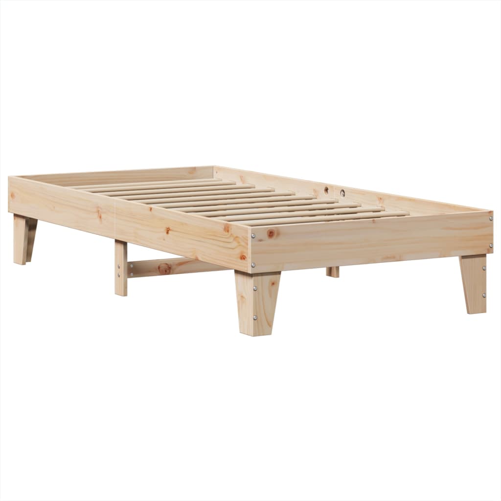 Bedframe Zonder Matras Massief Grenenhout 90 x 200 cm Naturel