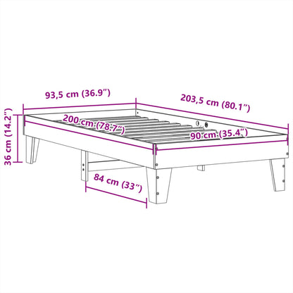 Bedframe Zonder Matras Massief Grenenhout 90 x 200 cm Naturel