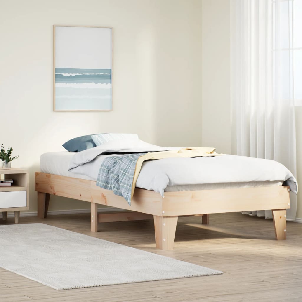 Bedframe Zonder Matras Massief Grenenhout 90 x 200 cm Naturel