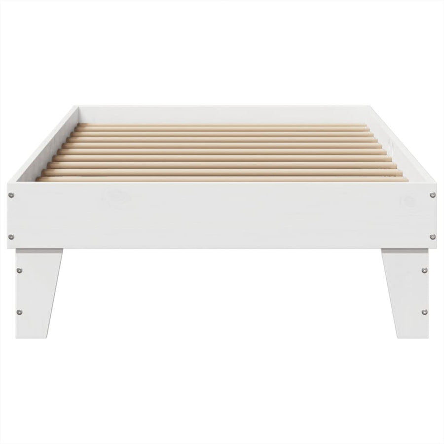 Bedframe zonder matras massief grenenhout wit 90x200 cm