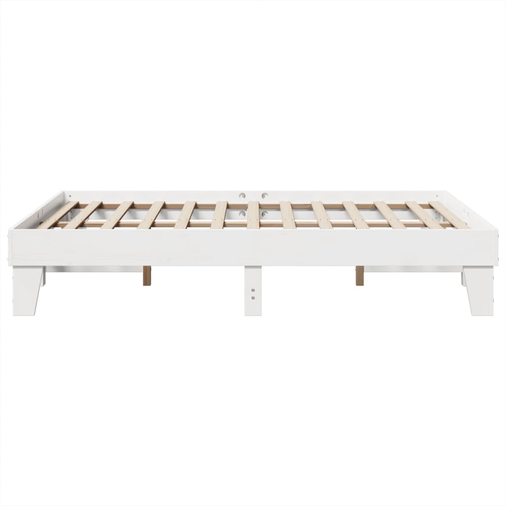 Bedframe zonder matras massief grenenhout wit 140x190 cm