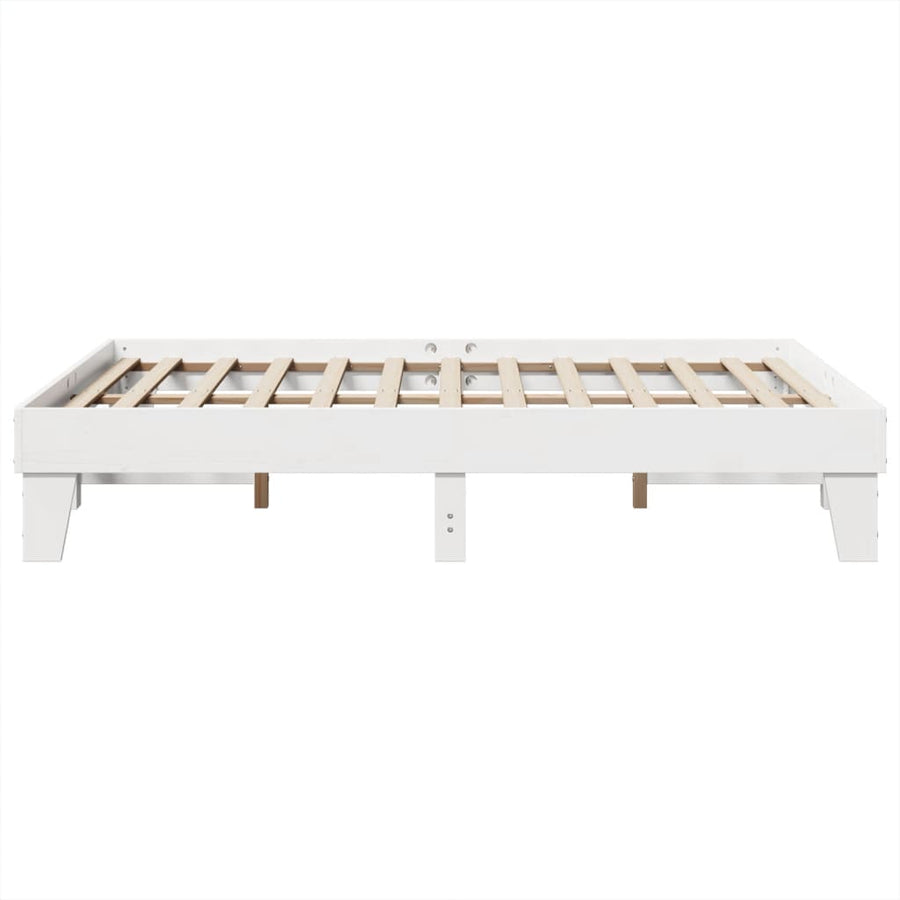 Bedframe zonder matras massief grenenhout wit 140x190 cm