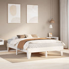 Bed frame without mattress solid pine wood white 140x190 cm