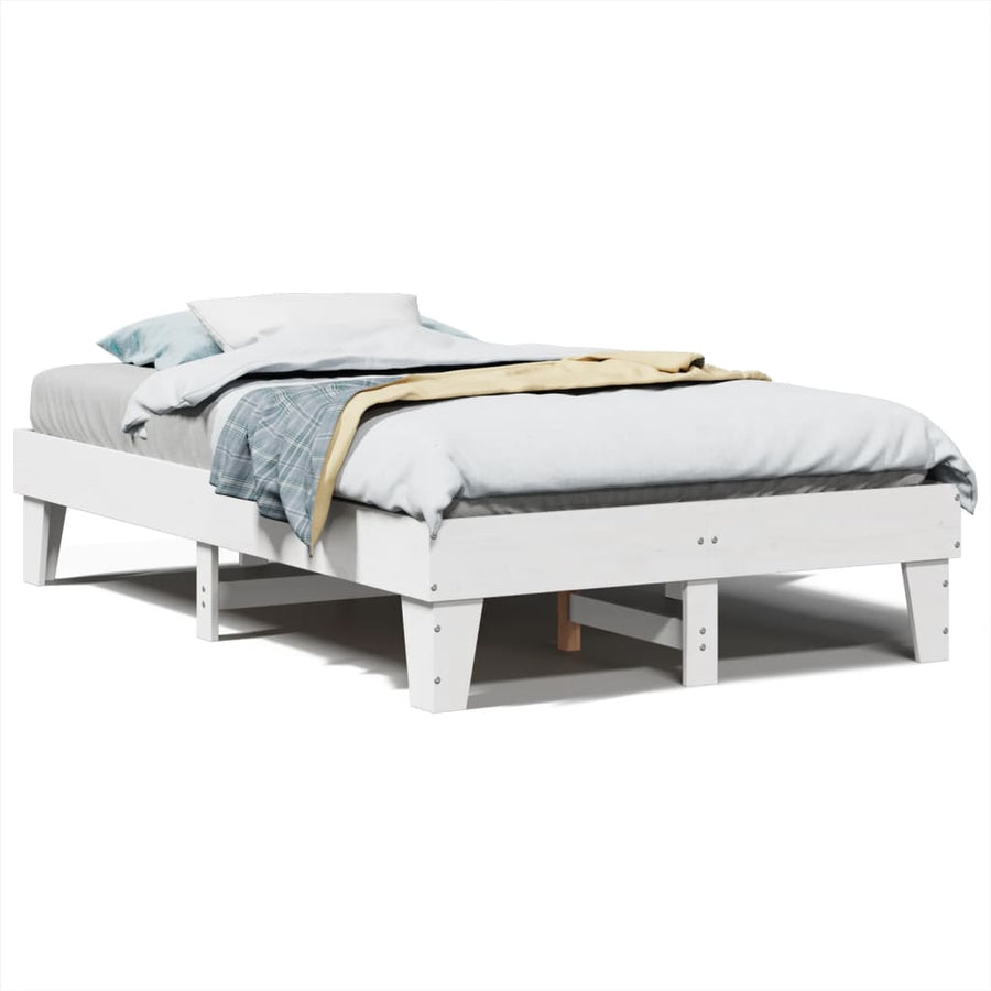 Bedframe zonder matras massief grenenhout wit 135x190 cm