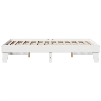Bedframe zonder matras massief grenenhout wit 135x190 cm