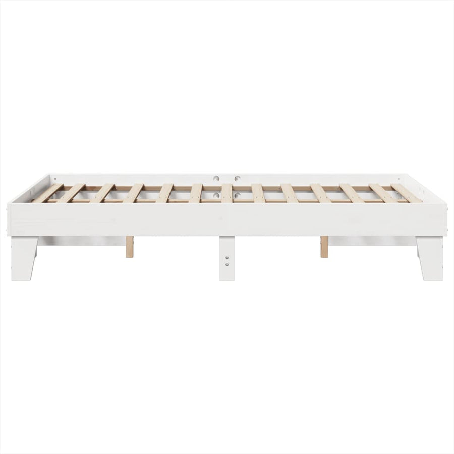 Bedframe zonder matras massief grenenhout wit 135x190 cm