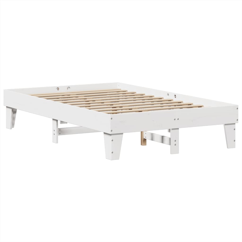 Bedframe zonder matras massief grenenhout wit 135x190 cm