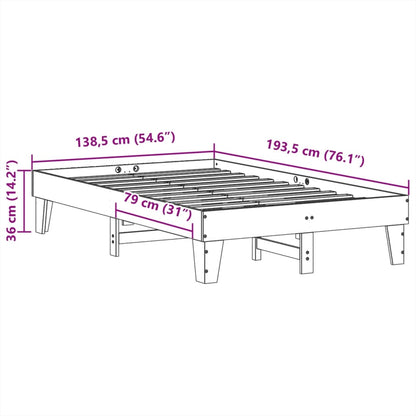 Bedframe zonder matras massief grenenhout wit 135x190 cm