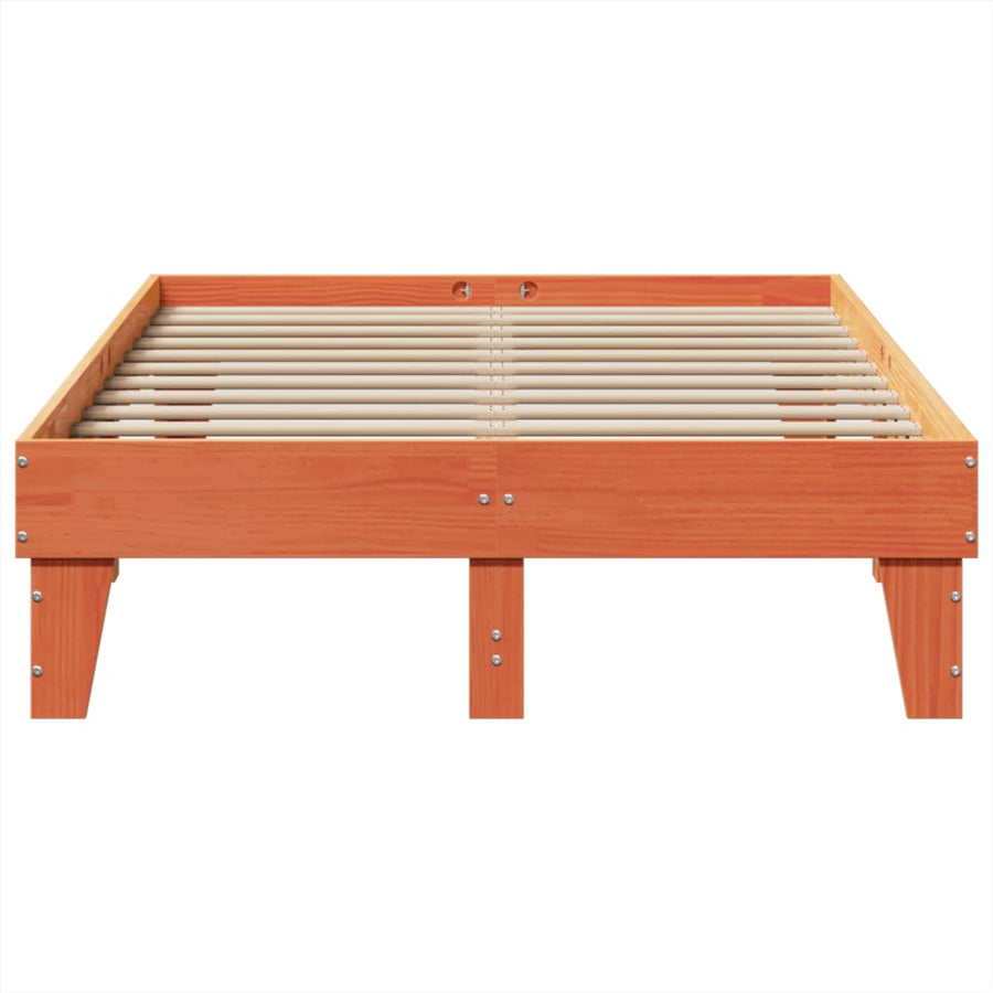 Bedframe zonder matras massief grenenhout wasbruin 135x190 cm