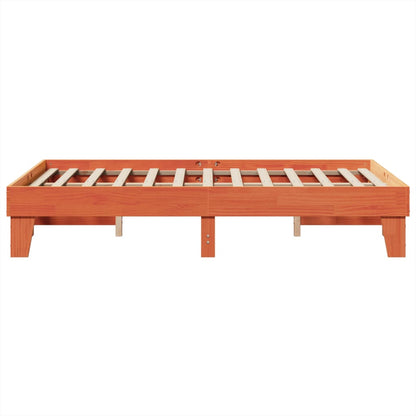 Bedframe zonder matras massief grenenhout wasbruin 135x190 cm