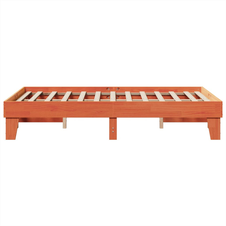 Bedframe zonder matras massief grenenhout wasbruin 135x190 cm