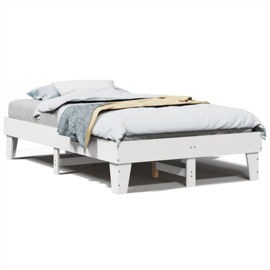 Bedframe zonder matras massief grenenhout wit 120x190 cm