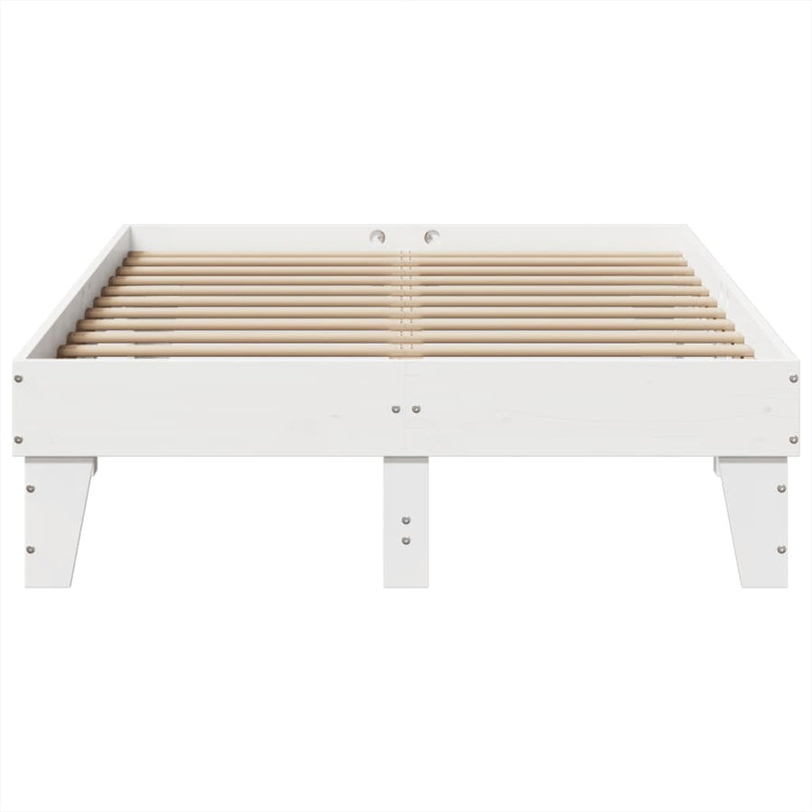 Bedframe zonder matras massief grenenhout wit 120x190 cm