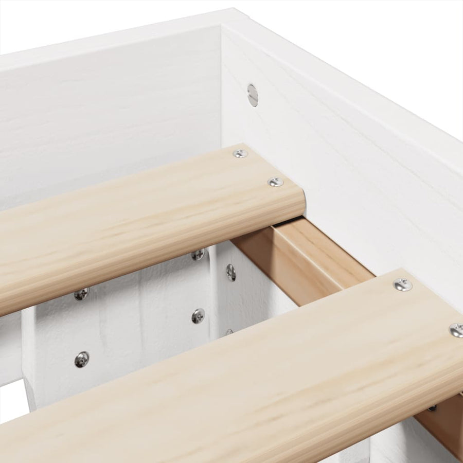 Bedframe zonder matras massief grenenhout wit 120x190 cm